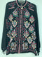 Johnny Was Bertha Blouse Black Top Button Down Shirt Long Sleeve Embroidery NEW