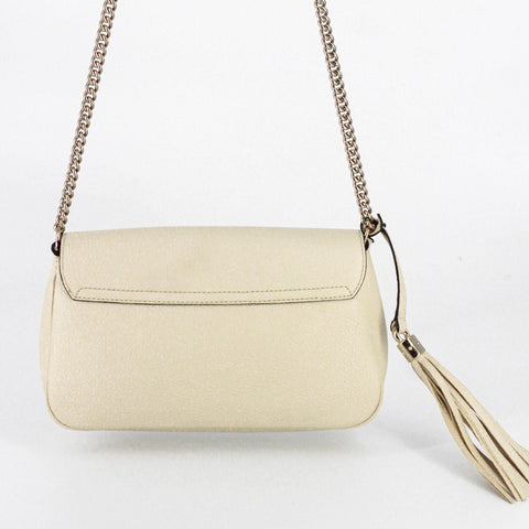 Gucci Soho GG Ivory Off White Leather Handbag Crossbody Clutch Italy Bag NEW