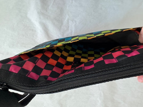 LeSportSac Rainbow Checkers Handbag Zipper Crossbody Bag Pink Yellow Purse NEW