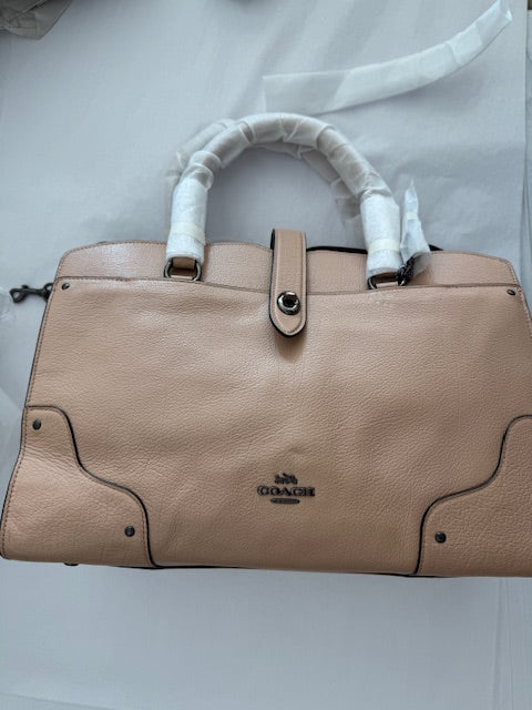 Coach Womens Mercer 30 Satchel Bag Leather Handbag Turnlock Silver Stone NEW