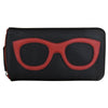 ILI New York Leather Eyeglass Case Zip Glasses RFID Blocking Wallet Black Red NEW