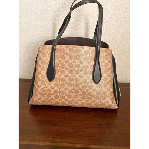 Coach Lora Carryall B4 Tan Rust Colorblock Tote Bag Canvas Handbag Purse NEW