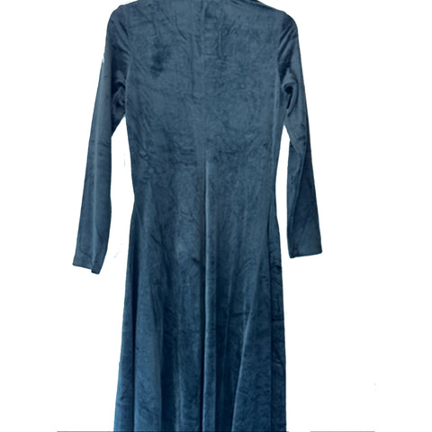 Johnny Was Rosilia Handkerchief Hem Velour Dress Long Floral Embroidery Black NEW