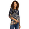Johnny Was Janie Favorite Puff Sleeve Top Bursting Floral Navy Blue Tee Shirt New