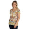 Johnny Was Janie Favorite Scroll Tee Short Sleeve V Neck Shirt White Gold Top NEW