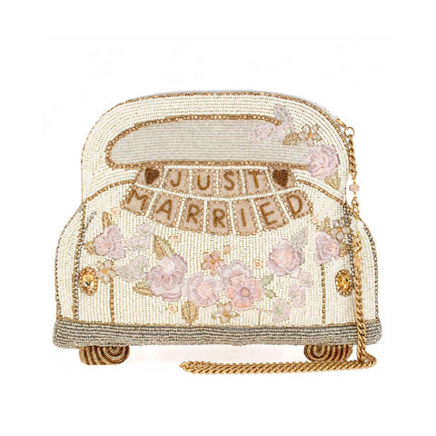 Mary Frances Just Married Beaded Crossbody Handbag Bridal Car Bag Purse Ivory NEW