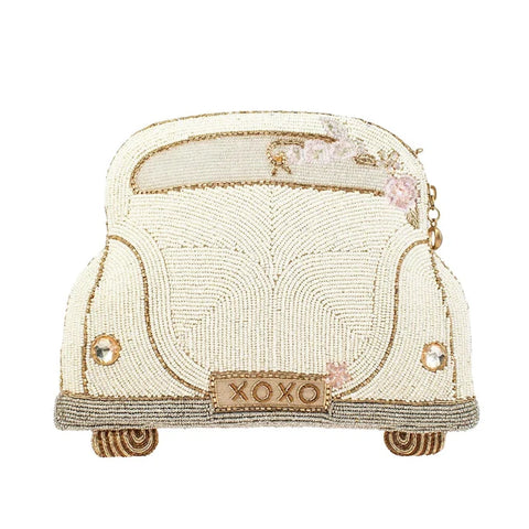 Mary Frances Just Married Beaded Crossbody Handbag Bridal Car Bag Purse Ivory NEW
