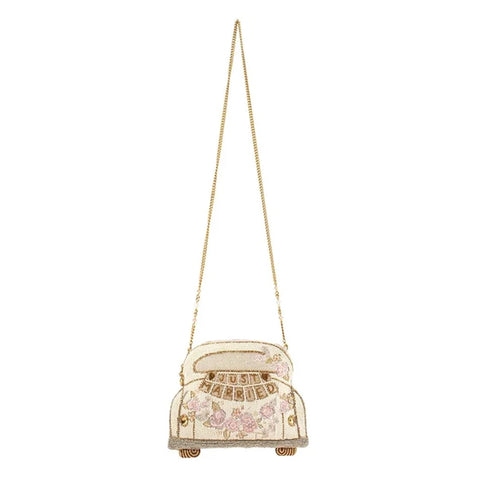 Mary Frances Just Married Beaded Crossbody Handbag Bridal Car Bag Purse Ivory NEW