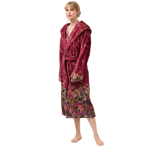 Johnny Was Karie Cozy Robe Floral Sleep Wear Home Lounge Flowers Winter Red NEW