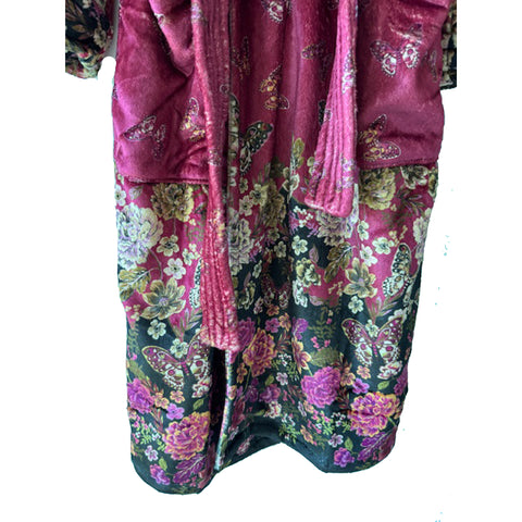 Johnny Was Karie Cozy Robe Floral Sleep Wear Home Lounge Flowers Winter Red NEW