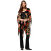 Johnny Was Levi Burnout Velvet Shawl Dragon Red Floral 3/4 Handkerchief Black NEW