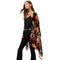 Johnny Was Levi Burnout Velvet Shawl Dragon Red Floral 3/4 Handkerchief Black NEW
