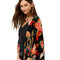 Johnny Was Levi Burnout Velvet Shawl Dragon Red Floral 3/4 Handkerchief Black NEW