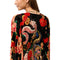 Johnny Was Levi Burnout Velvet Shawl Dragon Red Floral 3/4 Handkerchief Black NEW