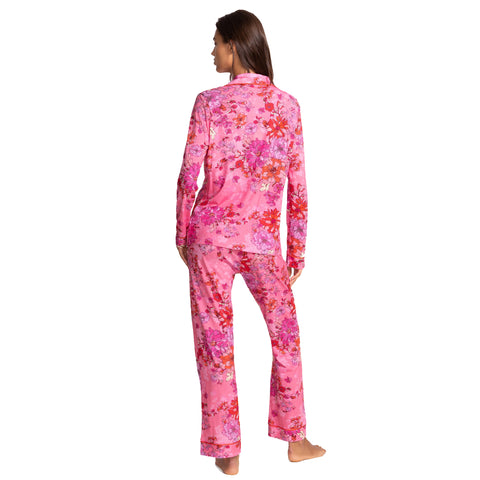 Johnny Was Carly Lobelia Pj Set Long Floral Home Lounge Sleepwear Pink 2 pc NEW