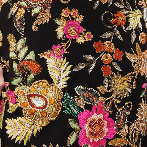 Johnny Was Janie Favorite Lowri Twist Front Midi Swing Dress Floral Black NEW