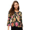 Johnny Was Janie Favorite Lowri Long Flute Sleeve Tee Floral Shirt Black Top NEW