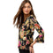 Johnny Was Janie Favorite Lowri Long Flute Sleeve Tee Floral Shirt Black Top NEW