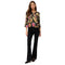 Johnny Was Janie Favorite Lowri Long Flute Sleeve Tee Floral Shirt Black Top NEW