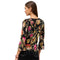 Johnny Was Janie Favorite Lowri Long Flute Sleeve Tee Floral Shirt Black Top NEW