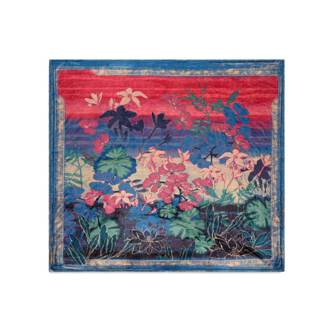 Johnny Was Laurel Canyon Lavandula Cozy Blanket Reversible Floral Blue Home NEW