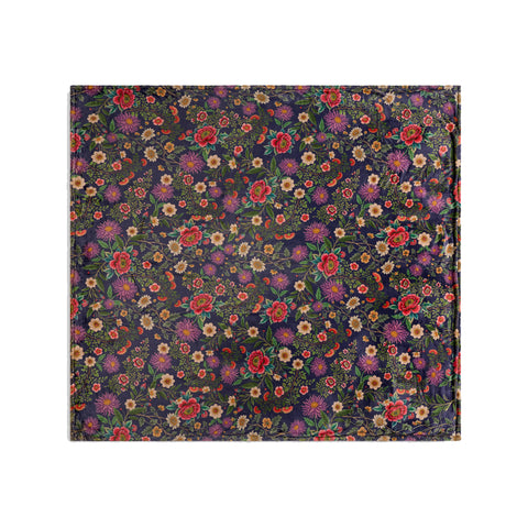 Johnny Was Laurel Canyon Lavandula Cozy Blanket Reversible Floral Blue Home NEW