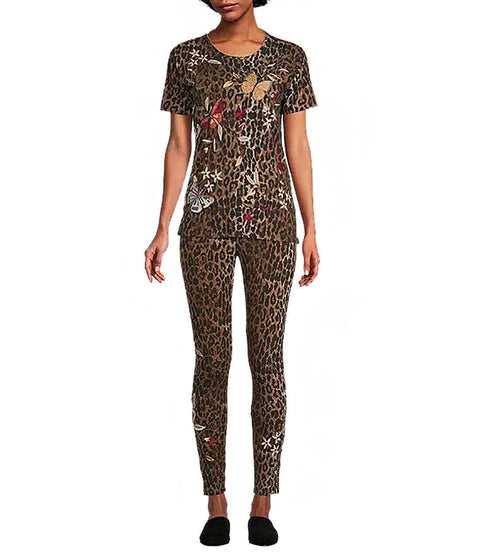 Johnny Was Penelope Velvet Bolero Leopard Embroidery Butterfly Jacket Shirt NEW
