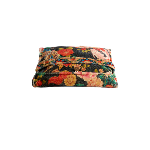 Johnny Was Levi Cozy Travel Blanket Reversible Dragon Flowers Lounge Black NEW