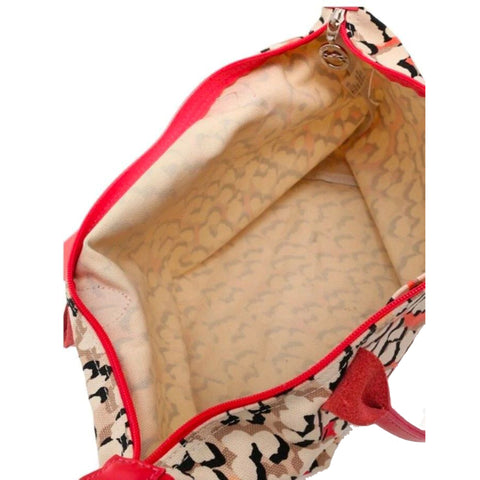 Longchamp Leopard Flourish Scott Coral Panther Pink Large Bag Handbag Purse NEW