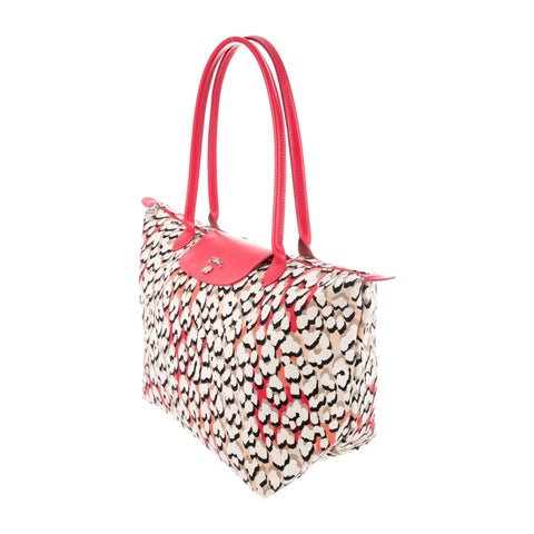 Longchamp Leopard Flourish Scott Coral Panther Pink Large Bag Handbag Purse NEW