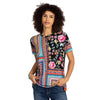 Johnny Was Lookout Favorite Swing Tee Shirt Crew Neck Blouse Floral Black Top NEW