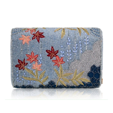 Mary Frances Lotus Mist Crossbody Handbag Floral Butterfly Bag Blue Purse NEW