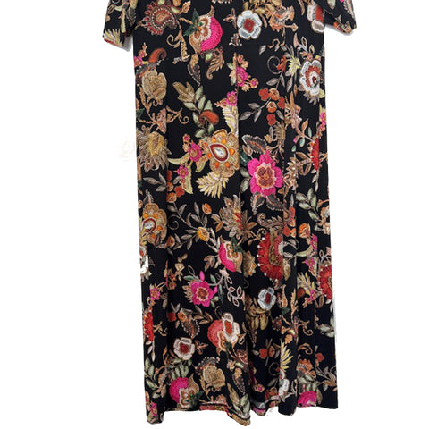 Johnny Was Janie Favorite Lowri Twist Front Midi Swing Dress Floral Black NEW