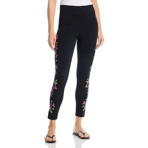 Johnny Was Maddy Leggings Cotton Floral Embroidered Legging Flower Pant Black NEW