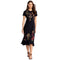 Johnny Was Malaya Short Sleeve Ruffle Hem Dress Og Leopard Cotton Floral Embroidery Brown NEW