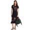Johnny Was Malaya Short Sleeve Ruffle Hem Dress Cotton Floral Embroidery Black Pink NEW