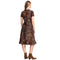 Johnny Was Malaya Short Sleeve Ruffle Hem Dress Og Leopard Cotton Floral Embroidery Brown NEW