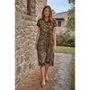Johnny Was Malaya Short Sleeve Ruffle Hem Dress Og Leopard Cotton Floral Embroidery Brown NEW