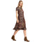 Johnny Was Malaya Short Sleeve Ruffle Hem Dress Og Leopard Cotton Floral Embroidery Brown NEW