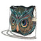 Mary Frances Head Turner Beaded Bag Owl Head Crossbody Zipper Handbag Black Blue Purse NEW