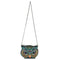 Mary Frances Head Turner Beaded Bag Owl Head Crossbody Zipper Handbag Black Blue Purse NEW