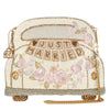 Mary Frances Just Married Beaded Car Zip Handbag Wedding Bag Ivory Gold Purse NEW