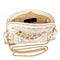 Mary Frances Just Married Beaded Car Zip Handbag Wedding Bag Ivory Gold Purse NEW