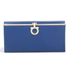 Salvatore Ferragamo Gancini Icona Vitello Continental Blue Wallet Purse Bag New