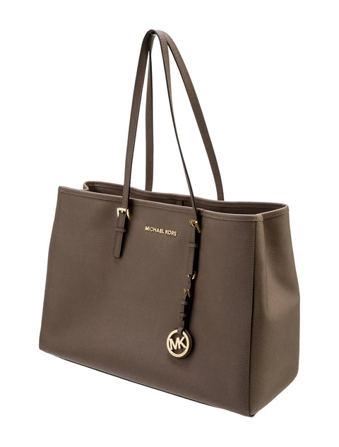Michael Kors Jet Set Travel Medium Tote Brown Crossbody Handbag Bag Purse New