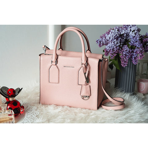 Michael Kors Selby Ballet Medium Satchel Bag Leather Handbag Zip Pink Purse NEW