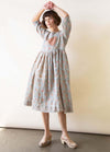 Magnolia Pearl Dress 774 Block Print Watson Cotton Dress Enchant Floral Gray NEW
