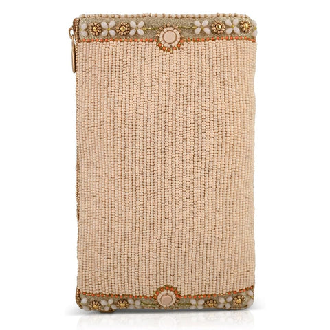 Mary Frances Gentle Touch Beaded Crossbody Handbag Floral Bag Beige Purse NEW