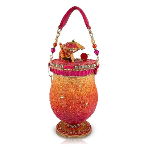 Mary Frances Paradise Punch Cocktail Top Handle Bag Handbag Gold Pink Purse NEW