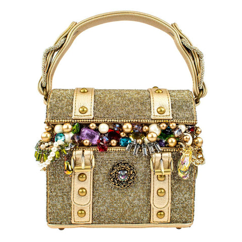 Mary Frances Secret Treasure Chest Beaded Handbag Gold Gems Box Bag Purse NEW